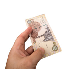 Egyptian pound currency of Egypt hand - obrazy, fototapety, plakaty