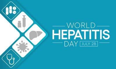 World Hepatitis day is observed every year on July 28, When the liver is inflamed or damaged, its function can be affected and certain medical conditions can cause hepatitis. Vector illustration