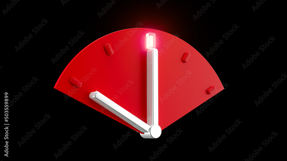 Aufkleber 3d rendering of a red clock on a black background