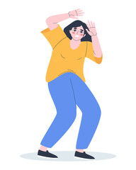 The girl closes her hands in fear. Panic, fear and horror on the face. Emotional character flat vector illustration. Eps10