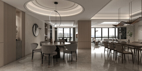 3d render of modern home living room