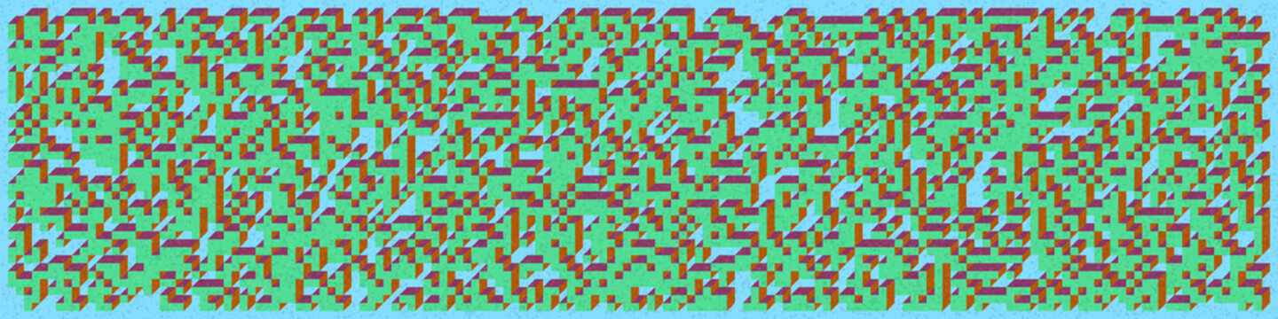 Implementation of Edward Zajec&rsquo;s &ldquo;Il Cubo&rdquo; from 1971. Essentially a Truchet tile set of 8 tiles and rules for placement art illustration