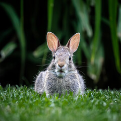 Eastern Cottontail Rabbit, (Sylvilagus floridanus) Manitoba, Canada.