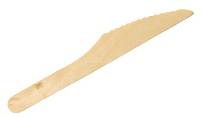 Disposable wooden knife isolated on white background.