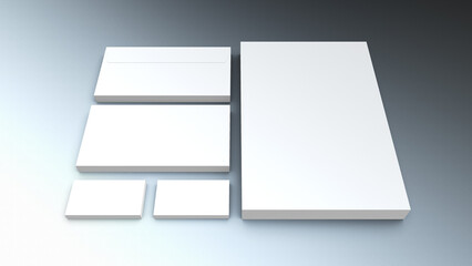 3d mockup illustrations for stationery item such as business card letterhead and envelope