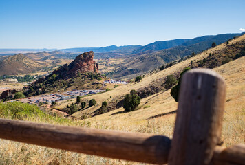 Beautiful panoramic view of the Red Rocks under the gorges in the countryside in Colorado USA