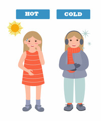 cute example of opposite word antonym for kid