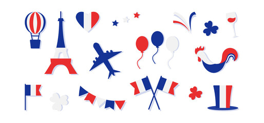 France symbol vector icon, french set, country flag. Blue, white and red colors. National illustration © Sylfida