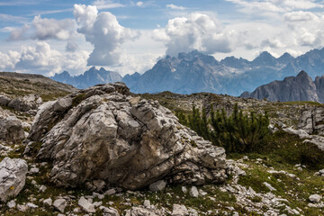 Mountain trail Tre Cime di Lavaredo in Dolomites in Italy