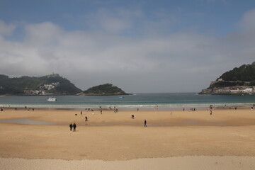 View of the beach and sea in San Sebastián 