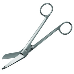 Lister's bandage scissors. Manual surgical cutting instrument. Surgery medicine and health. Vector illustration. Isolated object on a white background