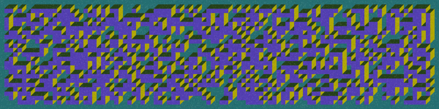 Implementation of Edward Zajec&rsquo;s &ldquo;Il Cubo&rdquo; from 1971. Essentially a Truchet tile set of 8 tiles and rules for placement art illustration