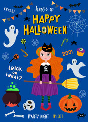halloween party invitation. vector image