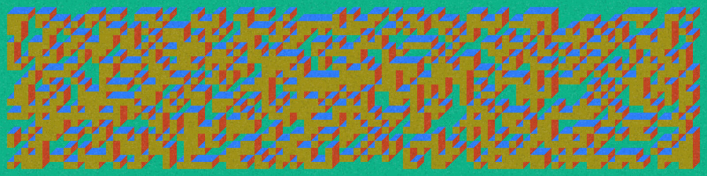 Implementation of Edward Zajec&rsquo;s &ldquo;Il Cubo&rdquo; from 1971. Essentially a Truchet tile set of 8 tiles and rules for placement art illustration
