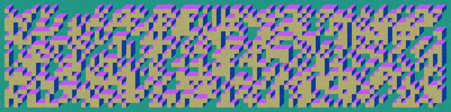 Implementation of Edward Zajec&rsquo;s &ldquo;Il Cubo&rdquo; from 1971. Essentially a Truchet tile set of 8 tiles and rules for placement art illustration
