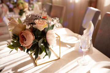 beautifully decorated table for a holiday in a restaurant
