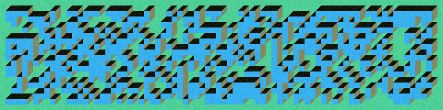 Implementation of Edward Zajec&rsquo;s &ldquo;Il Cubo&rdquo; from 1971. Essentially a Truchet tile set of 8 tiles and rules for placement art illustration