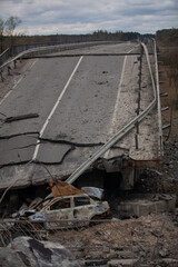Road bridge destroyed by Russian bomb