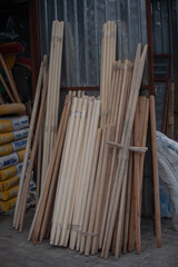 Wooden handles for shovels and rakes