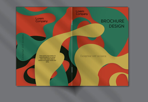 Brochure Cover Layout with Paper Craft Wavy Overlapping Shapes