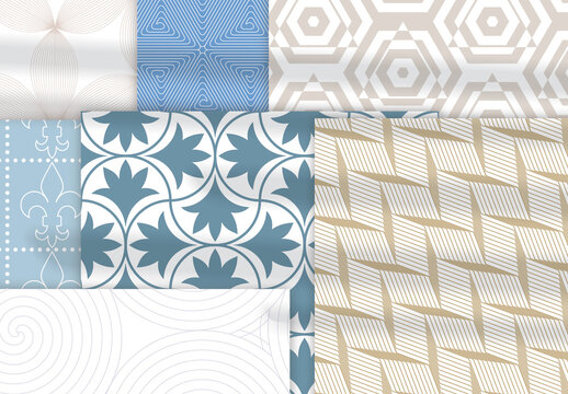Pastel Colored Simple Geometric Seamless Pattern Collection