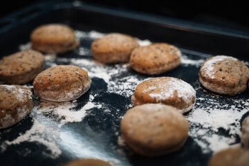 Fototapeta na wymiar the process of making and baking homemade cookies 