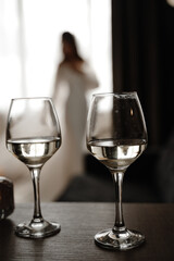 a glass of champagne or white sparkling wine