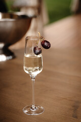 a glass of champagne or white sparkling wine
