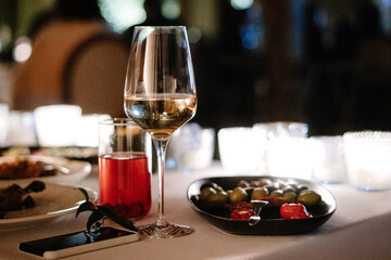 a glass of champagne or white sparkling wine