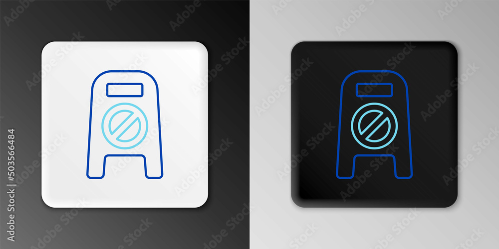 Poster line wet floor and cleaning in progress icon isolated on grey background. cleaning service concept. 