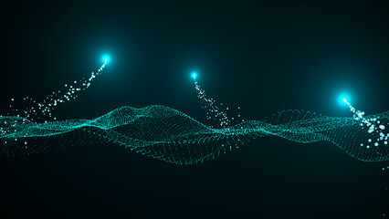 Glowing wave. Technological wave. Digital background. Digital technology concept design. 3d illustration.