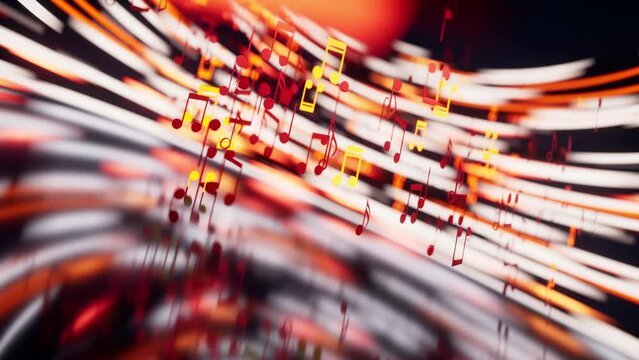 Music notes, musical tunes, 3d rendering.