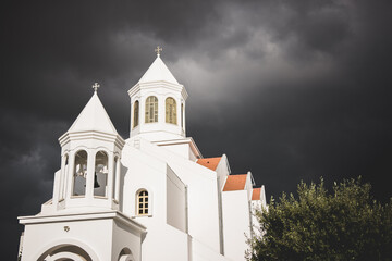 Mesmerizing view of a church against the overcast in Nicosia, Cyprus