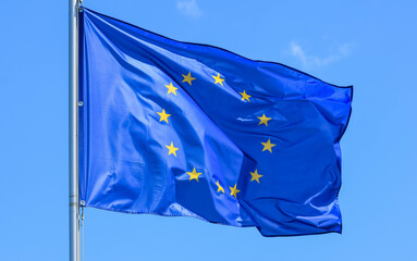 Flag of the European Union in the afternoon on a flash drive