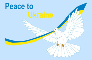 Dove of Peace with Flag of Ukraine. The concept of peace in Ukraine.