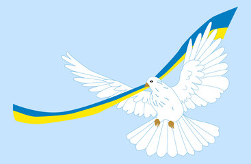Dove of Peace with Flag of Ukraine. The concept of peace in Ukraine.
