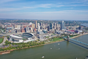 Aerial View of Cincinnati, Ohio and the Ohio River