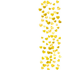 Love Template. Greeting Design For Party. Graphic Frame. Yellow Happy Splatter. Vintage Sparkle For Couple. Golden Special Border. Gold Love Template.