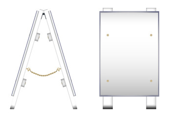 Street ads board. Front view side view. White blank board template. Realistic vector.