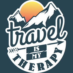 Travel is My Therapy Motivation Typography Quote Design.