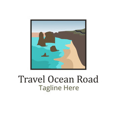 Travel ocean Road logo design template