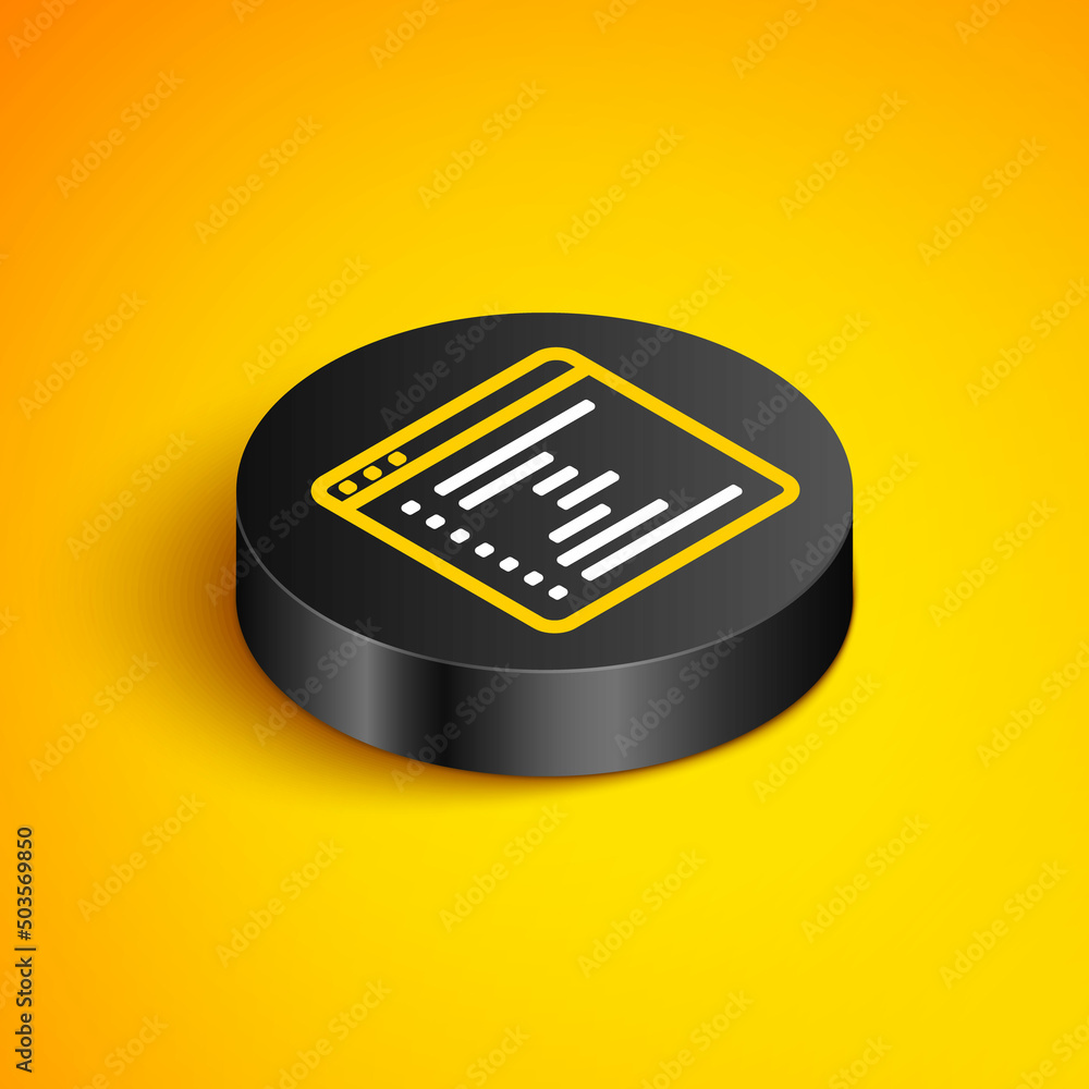 Aufkleber isometric line browser window icon isolated on yellow background. black circle button. vector