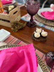 Decorated sweets. Easter candy. Easter bunny. Easter table. Patisserie. Beautiful tablesetting. Table decor. 