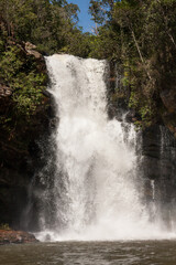Fototapeta na wymiar The Beautiful Indaia Waterfall one of seven waterfalls along the trail at Indaia near Planaltina, and Formosa, Goias, Brazil