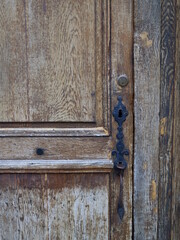 Fototapeta na wymiar A wooden door at Perroy a small village in Switzerland.