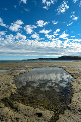 Coastal landscape with cliffs in Peninsula Valdes, World Heritage Site, Patagonia Argentina