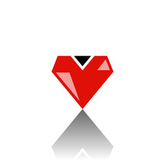 Diamond heart as a logo design. Illustration of a diamond heart as a logo design on a white background