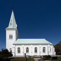Fototapeta na wymiar Sodra Akarps church (Södra Åkarps kyrka) is built 1888 and located in Vellinge, Sweden.