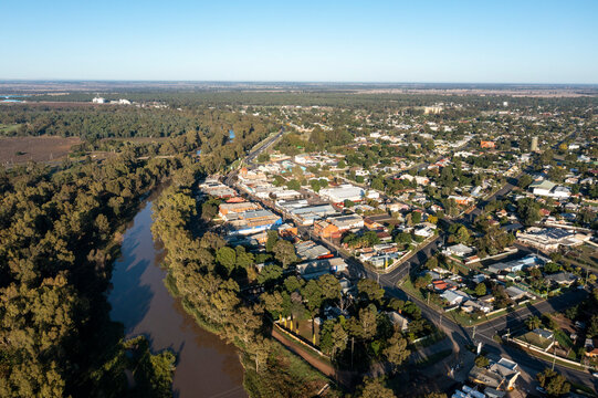 The town of Gilgandra in northern New South Wales and the castlereagh river.