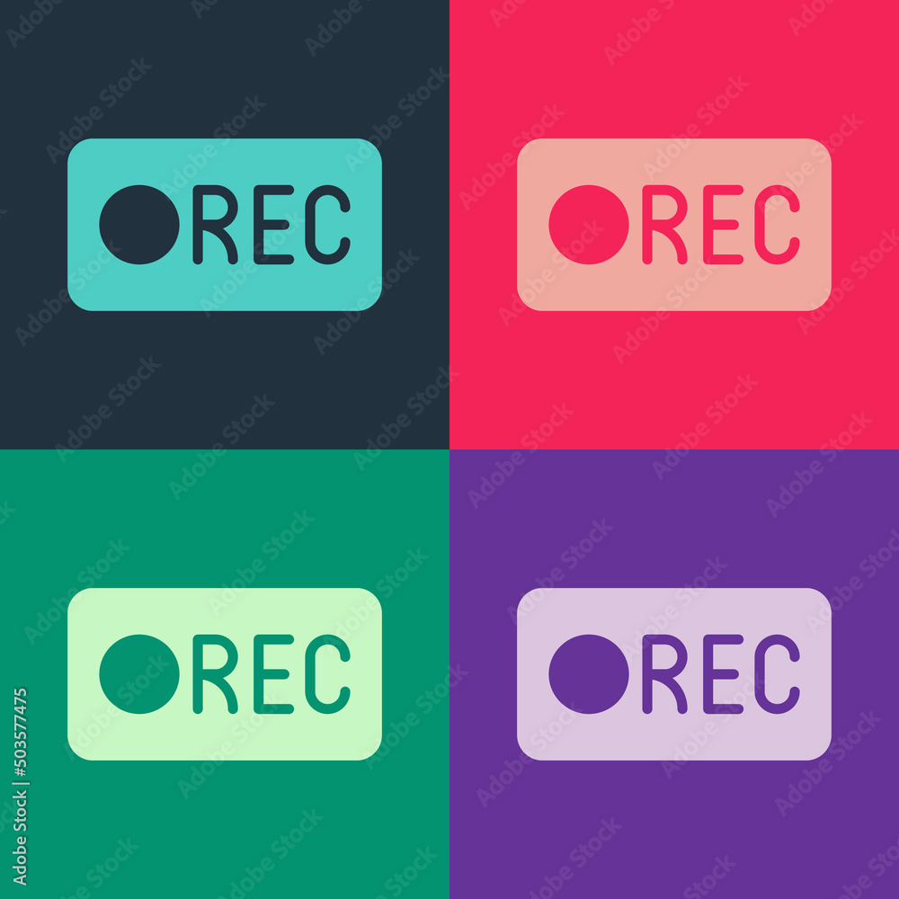 Poster pop art record button icon isolated on color background. rec button. vector